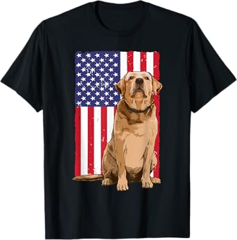 Cool Golden Retriever For Men Women Dog US Flag 4th Of July T-Shirt