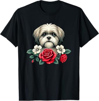 Roses Flowers Shih Tzu Shih Tzus T-Shirt