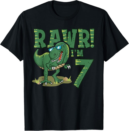 Rawr I'm 7 Dinosaur Shirt T-Rex 7th Birthday Shirts for J T-Shirt