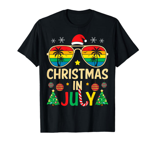Christmas in July Santa Claus Sunglasses Beach Men Women Kid T-Shirt