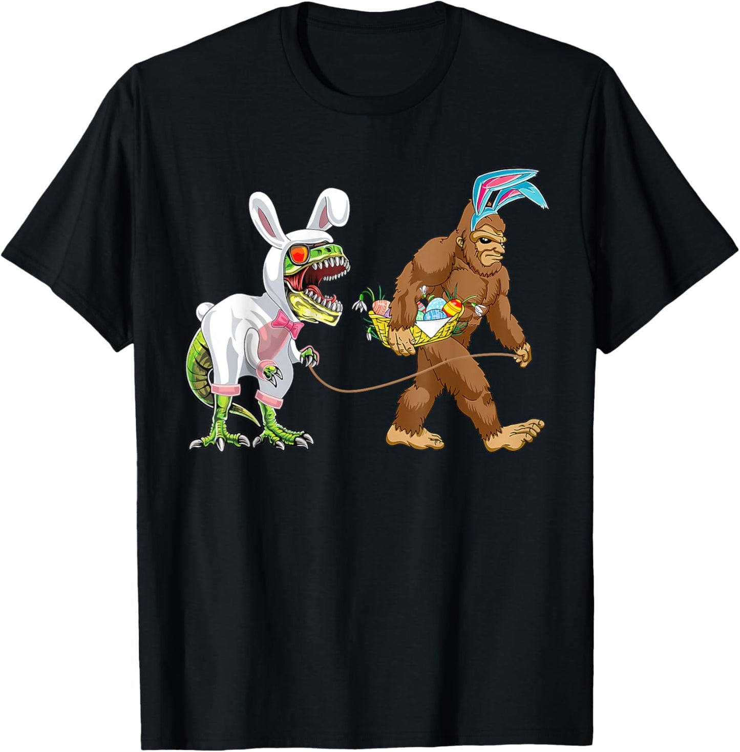 Happy Easter Day Bigfoot Riding Dinosaur Easter Egg Candy T-Shirt