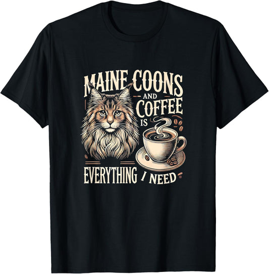 Maine Coon Gifts Maine Coon Lover T-Shirt, Unisex-Adults, Cat-Themed, Black, Small, Short Sleeve
