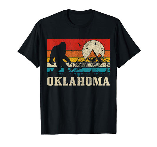 Oklahoma Bigfoot Vintage Mountains Hiking Camping Gift T-Shirt