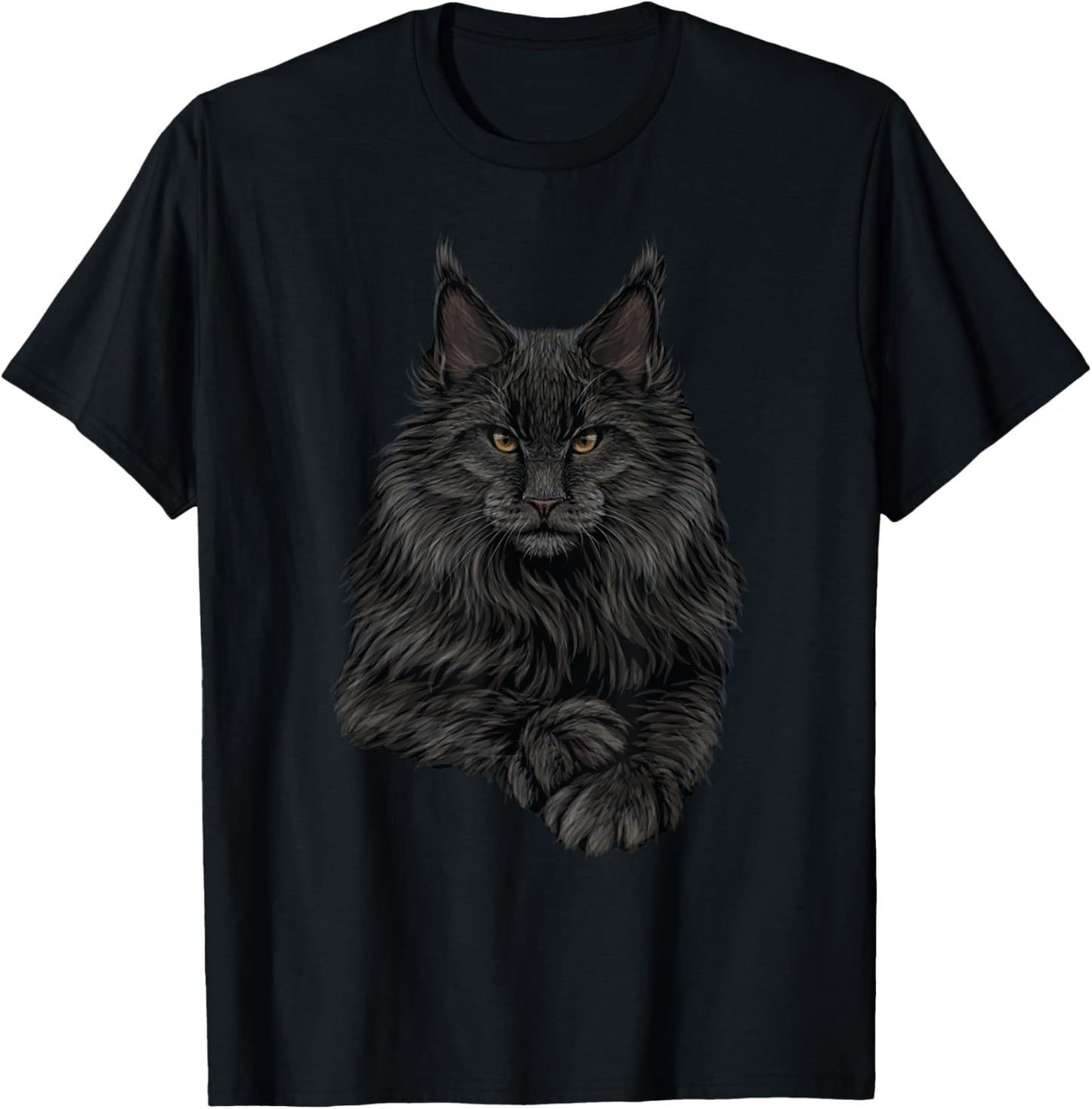 realistic cute Maine Coon cat sitting for lovers animals T-Shirt
