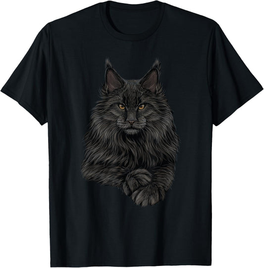 realistic cute Maine Coon cat sitting for lovers animals T-Shirt