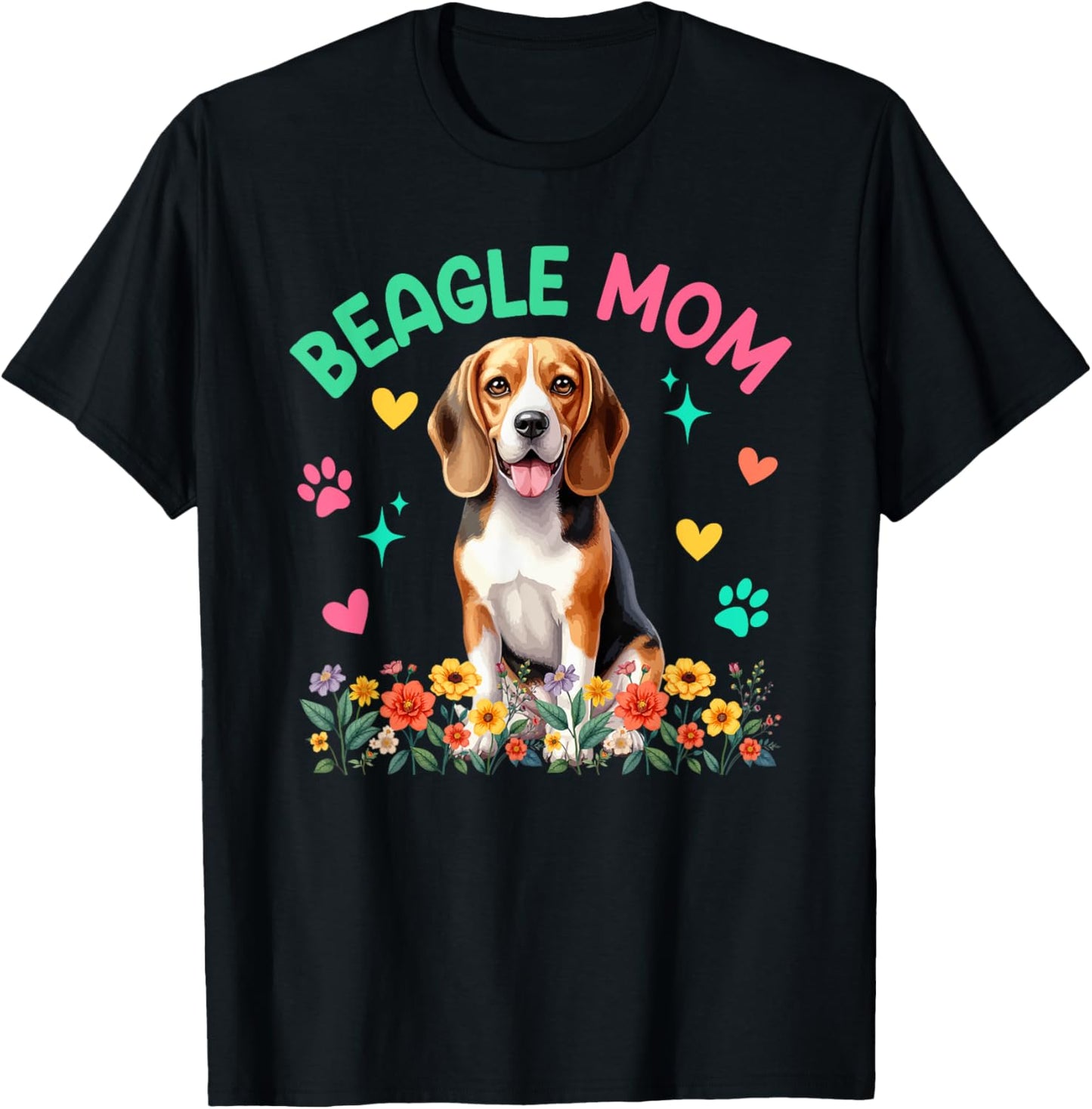 Beagle Mom Mother's Day Floral Cute Dog Owner Family Group T-Shirt