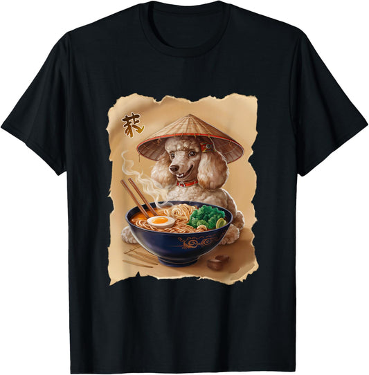 Men Woman Kawaii Eating Ramen Japanese Poodle T-Shirt