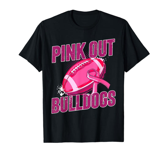 Bulldogs Pink Out Football Tackle Breast Cancer T-Shirt