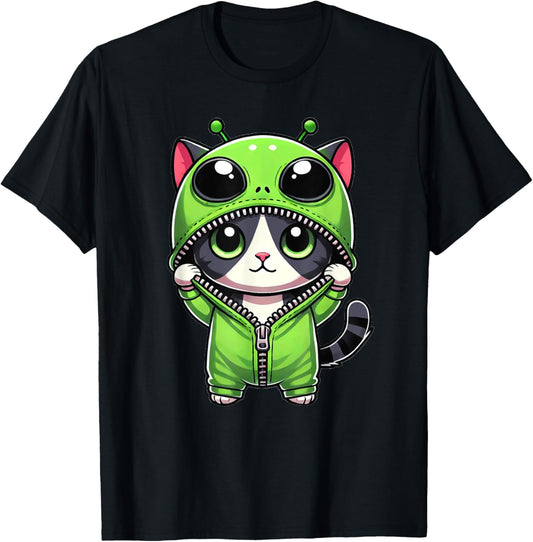 Cute Cat Dressed as Alien Funny Cat Lover T-Shirt