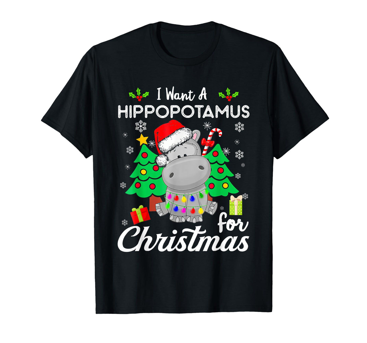 I Want A Hippopotamus For Christmas Xmas Hippo for Kid Women T-Shirt