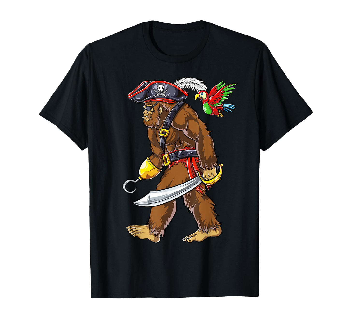 Bigfoot Pirate Jolly Roger Costume Men Kids Boys Sasquatch T-Shirt