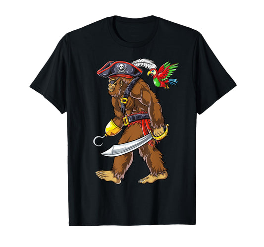 Bigfoot Pirate Jolly Roger Costume Men Kids Boys Sasquatch T-Shirt