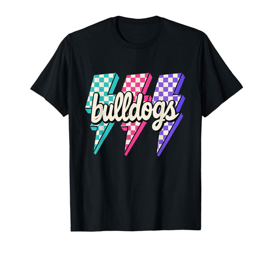 Team Spirit Bulldogs Checkered Mascot Back to School T-Shirt