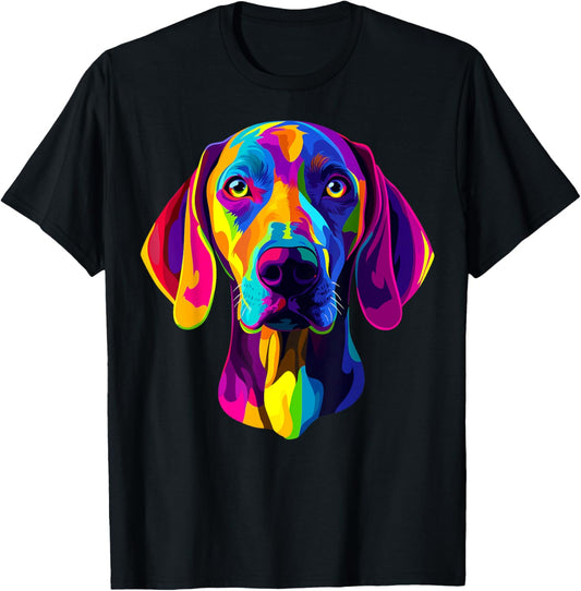 Colorful Weimaraner Face Rainbow Dog Lover Men Women Black T-Shirt