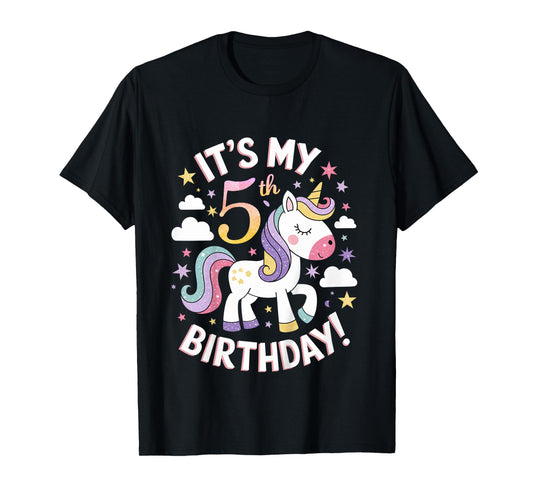 Kids It's My 5th Birthday Unicorn 5 Years Old Girl Birthday Party T-Shirt