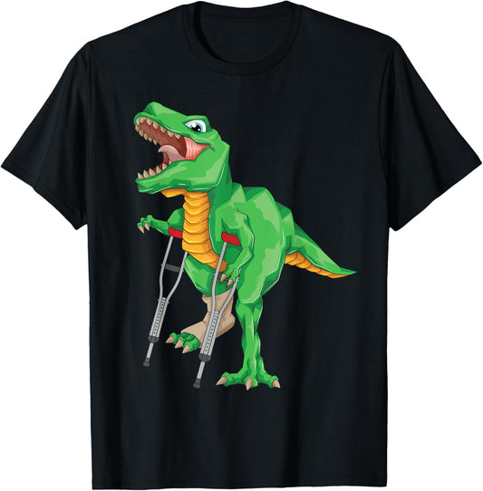 Broken Leg Dinosaur Cute Dino Bone Injury Funny Patient Gift T-Shirt