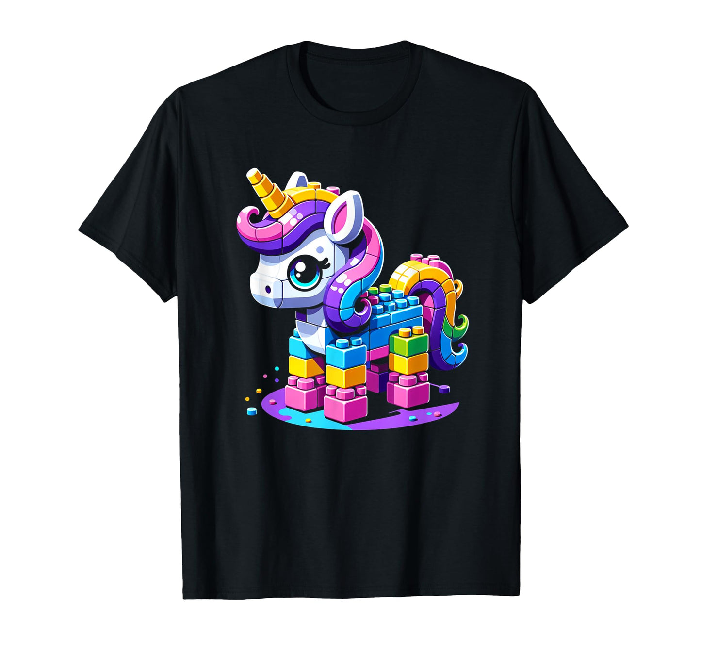 Block Building Unicorn Lover Master Builder Bricks T-Shirt