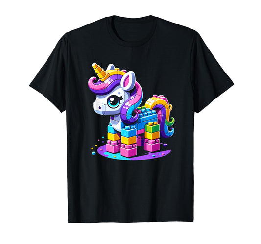 Block Building Unicorn Lover Master Builder Bricks T-Shirt