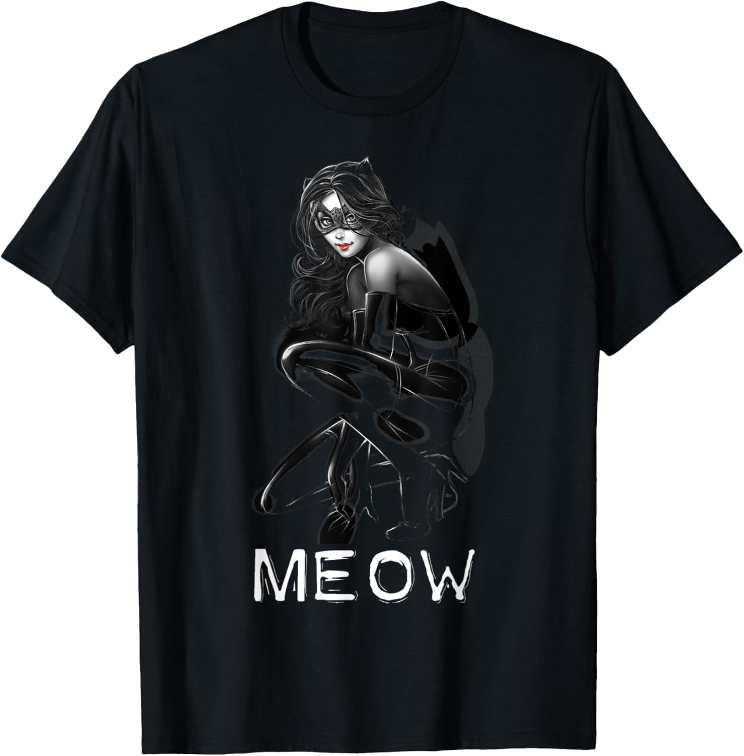 DC Catwoman Text Meow T-Shirt