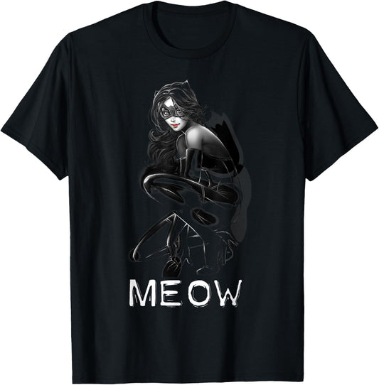 DC Catwoman Text Meow T-Shirt