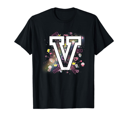 Kids Letter V Clothing For a Girl Who's Name Starts With V T-Shirt