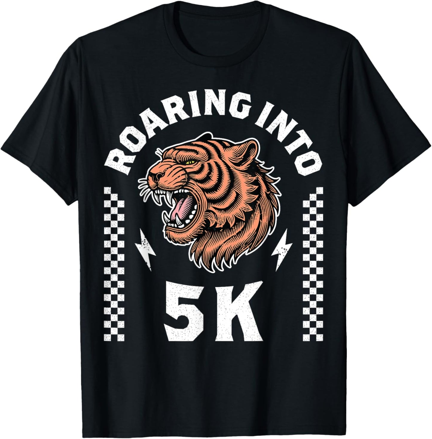Roaring Into 5K Roaring Tiger Back to School Boy Girl Funny T-Shirt