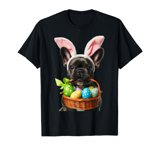 Cute Bunny Ear French Bulldog Dog Easter Eggs Basket Owner Men Women Girls Kids T-Shirt