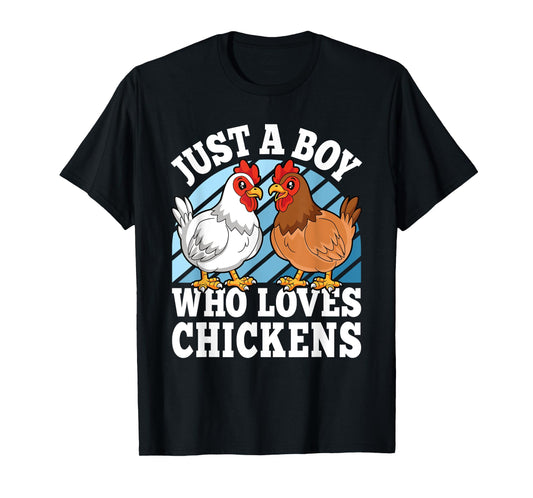 Just A Boy Who Loves Chickens Funny Farming Lover Boys Kids T-Shirt