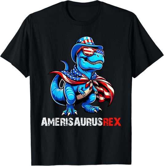 Dinosaur 4th of July Men Women Boys Girls Amerisaurus Rex T-Shirt
