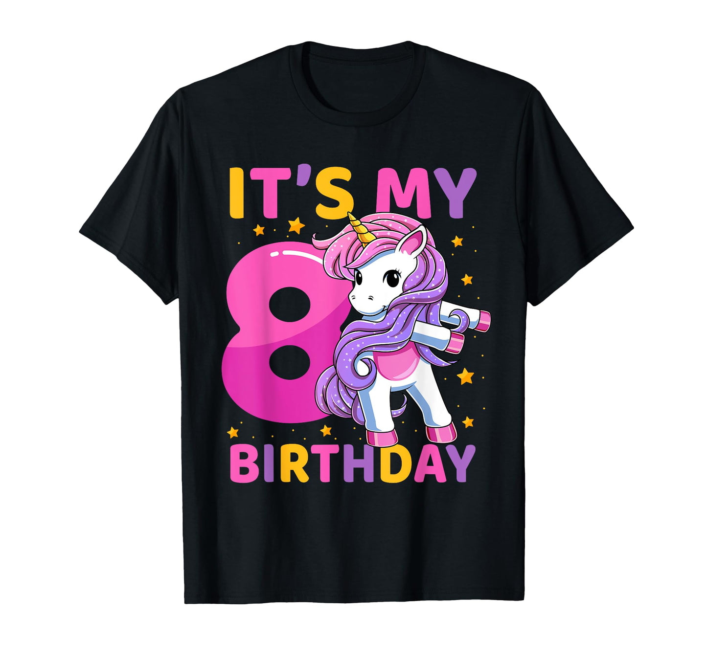 8 Years Old Unicorn Flossing 8th Birthday Party Girls Kids T-Shirt