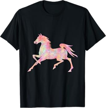 Cool Glitter Horse T Shirt Rainbow Lover Horses Tee Shirt T-Shirt