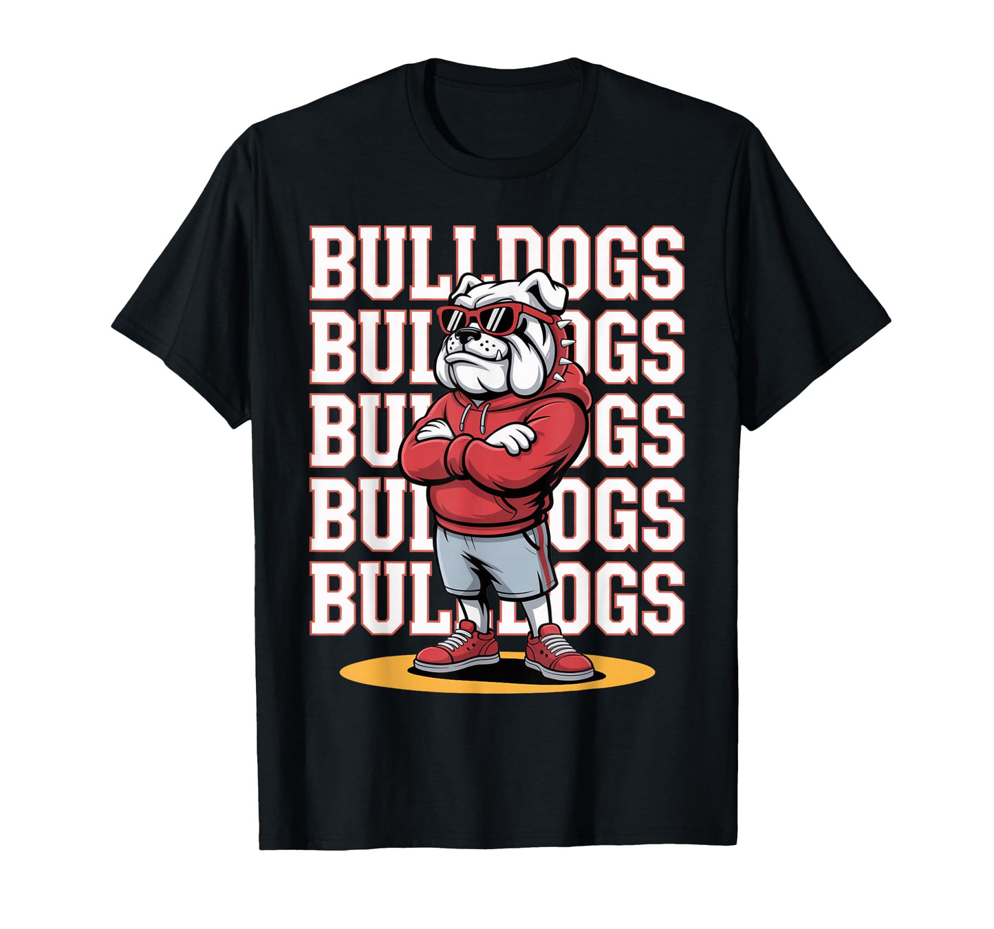 Retro Bulldog Mascot Style Sports Fan Men Women Boys Girls T-Shirt