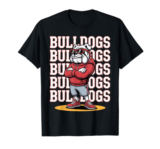 Retro Bulldog Mascot Style Sports Fan Men Women Boys Girls T-Shirt