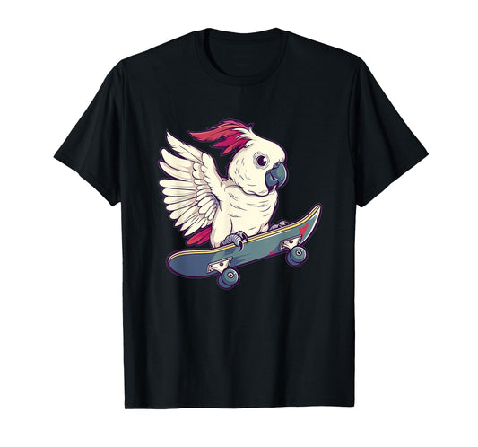 Cute Cockatoo With Skateboard I Kids Cockatoo T-Shirt
