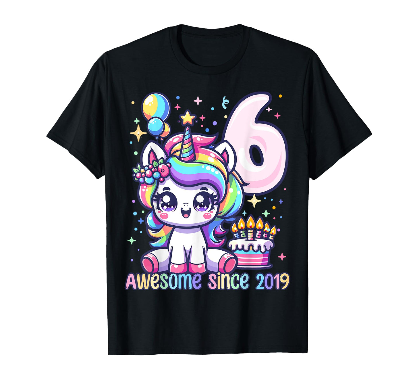 Unicorn 6th Birthday 6 Year Old Unicorn Party Girls Outfit T-Shirt