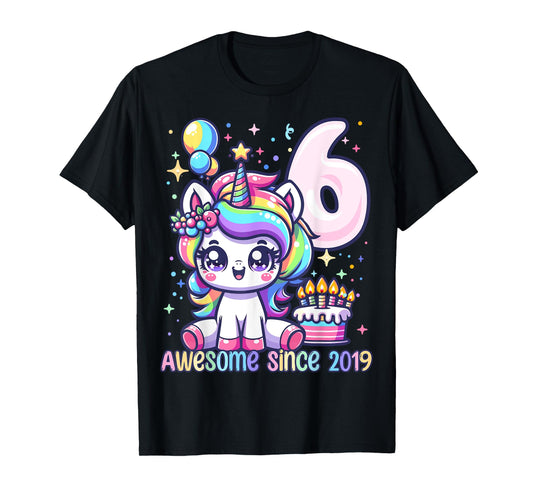 Unicorn 6th Birthday 6 Year Old Unicorn Party Girls Outfit T-Shirt