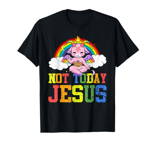 Today Not Jesus Cute Baphomet LBGT Satan Goat Gay Pride T-Shirt