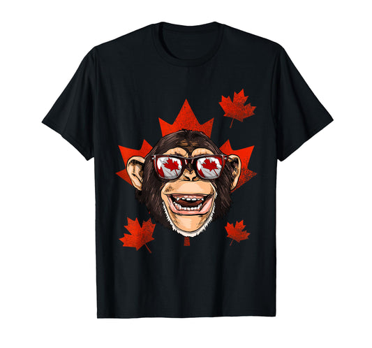 Canadian Monkey Maple Leaf Patriotic Canada Flag T-Shirt