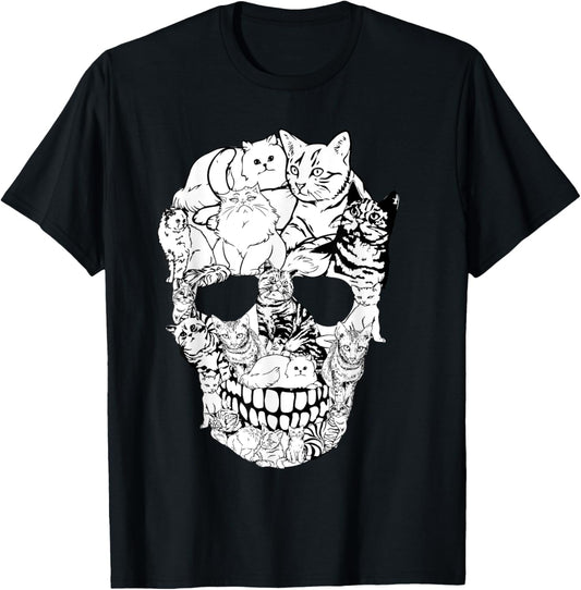 Cat Skull Shirt - Kitty Skeleton Halloween Costume Skull Cat T-Shirt