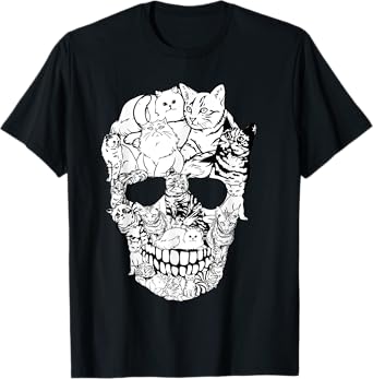Cat Skull Shirt - Kitty Skeleton Halloween Costume Skull Cat T-Shirt