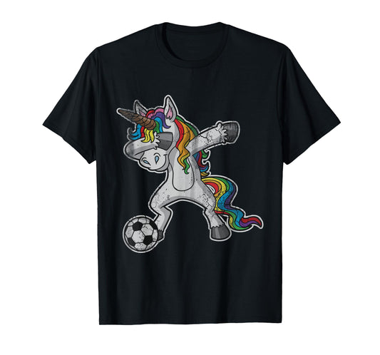 Unicorn Girls Soccer Player Dabbing Mom Kids Women T-Shirt