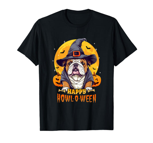 English Bulldog Halloween Dog Howl O Ween Funny Pet T-Shirt