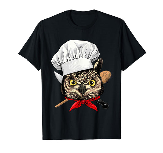 Owl Chef Wildlife Owl Bird, Cooking Lover T-Shirt