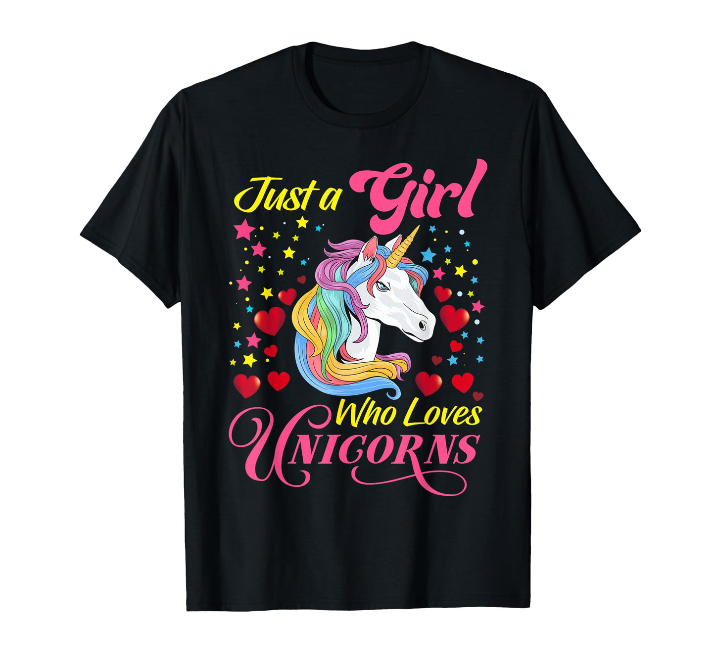 Funny Just a Girl Who Loves Unicorns Girls Women and Moms T-Shirt