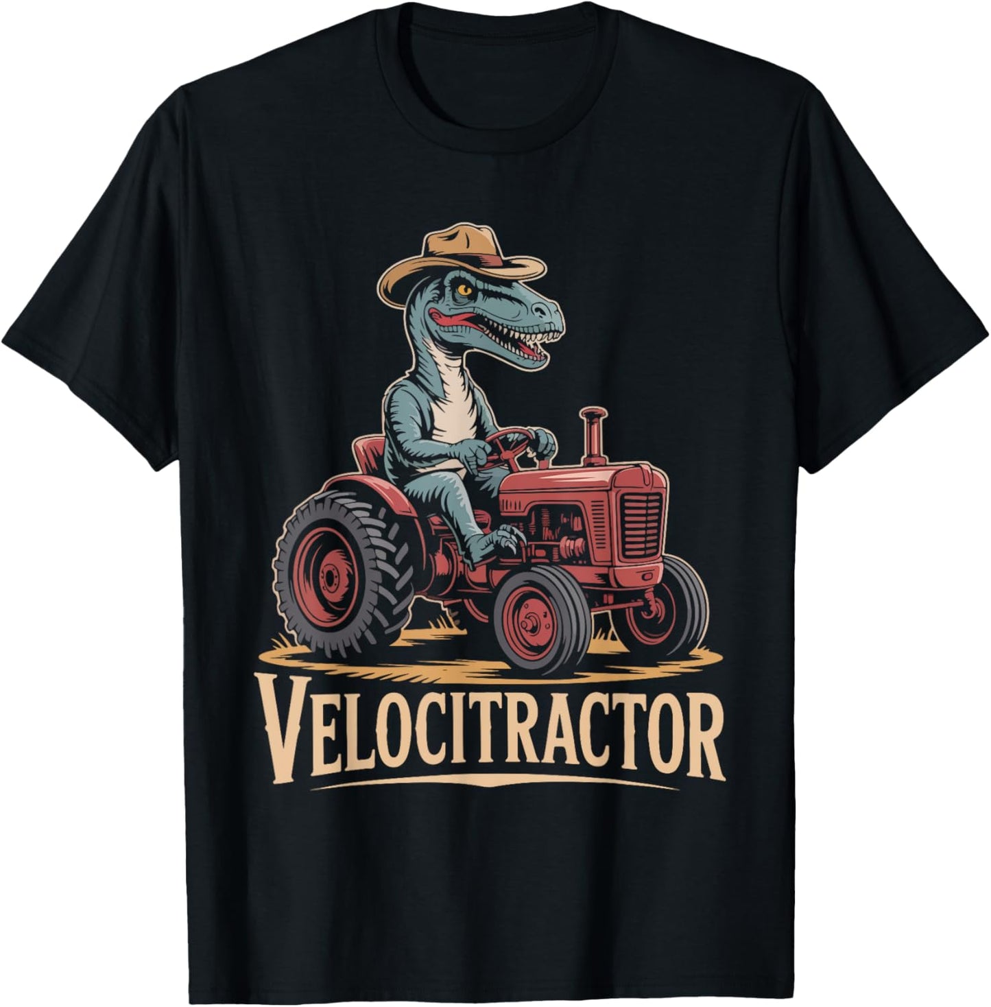 Velocitractor Dinosaur Sunset Retro Fun T-Shirt