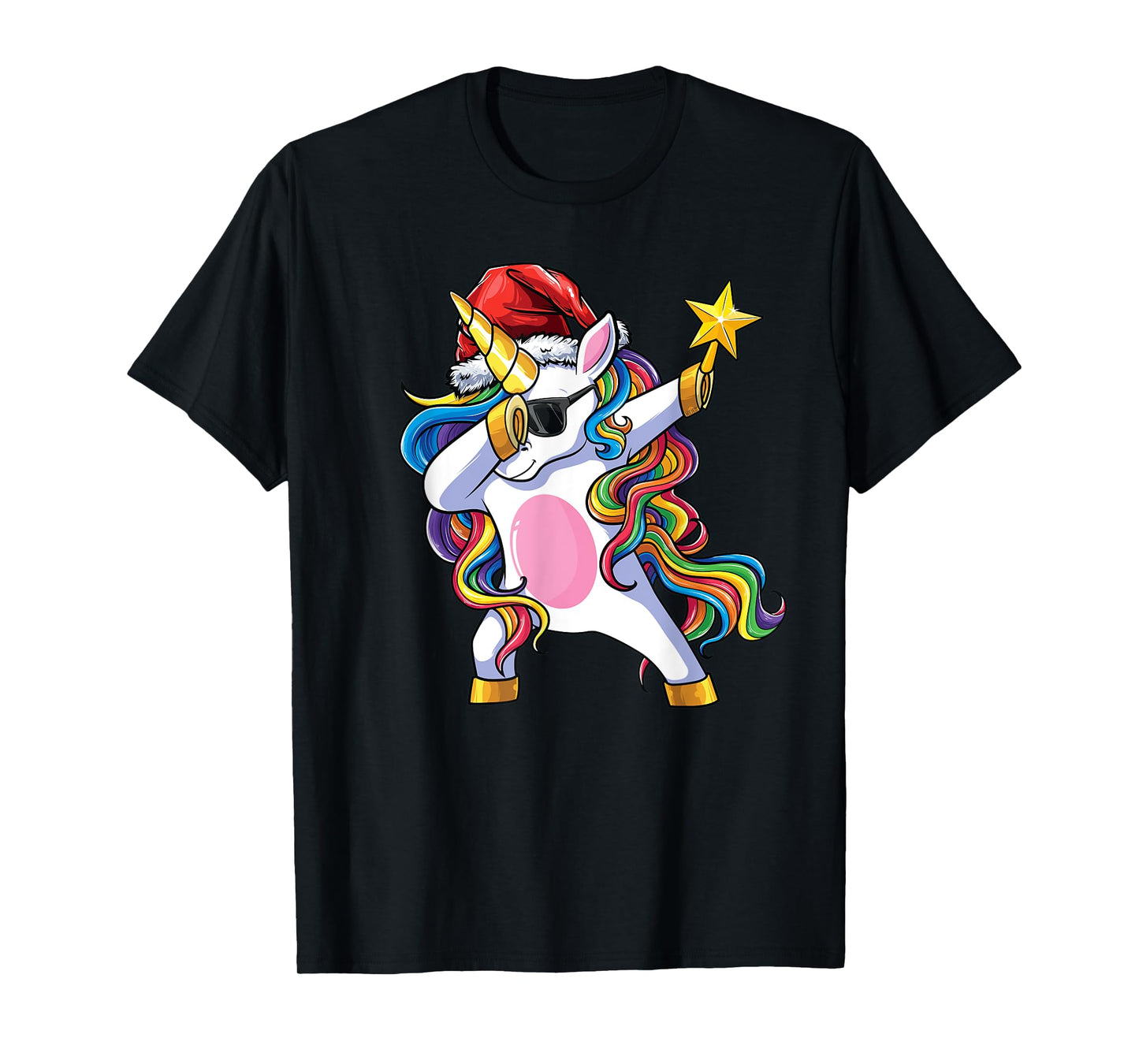 Unicorn Christmas Tree Lights Christmas Dabbing Unicorn T-Shirt