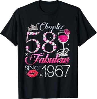 Chapter 58 Fabulous Since 1967 58th Birthday Queen Diamond T-Shirt