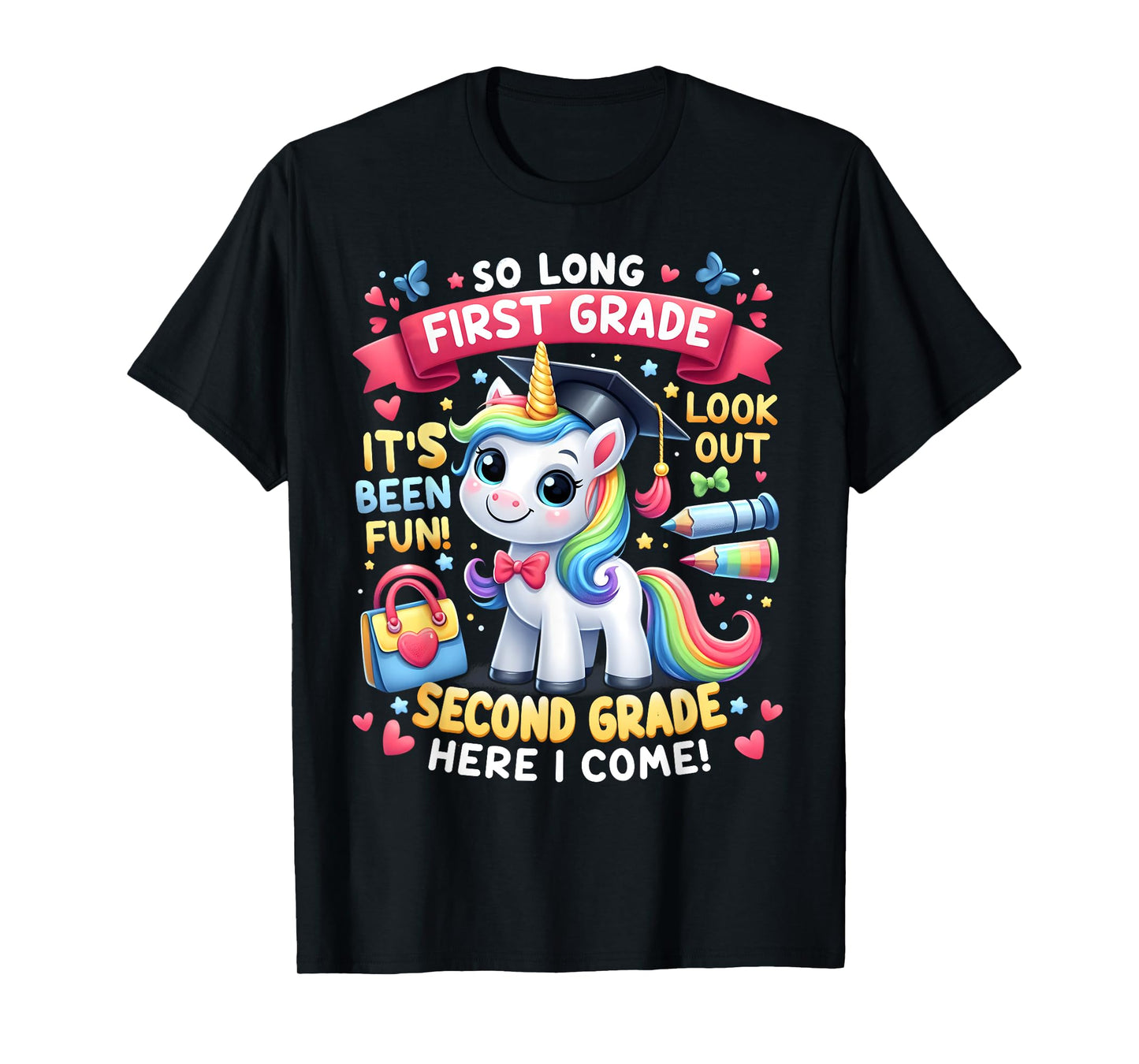 So long First Grade Hello Second Grade Cute Unicorn Summer Men Women Girls Kids T-Shirt
