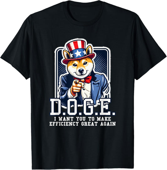 Department of Government Efficiency Doge Uncle Sam Dog T-Shirt