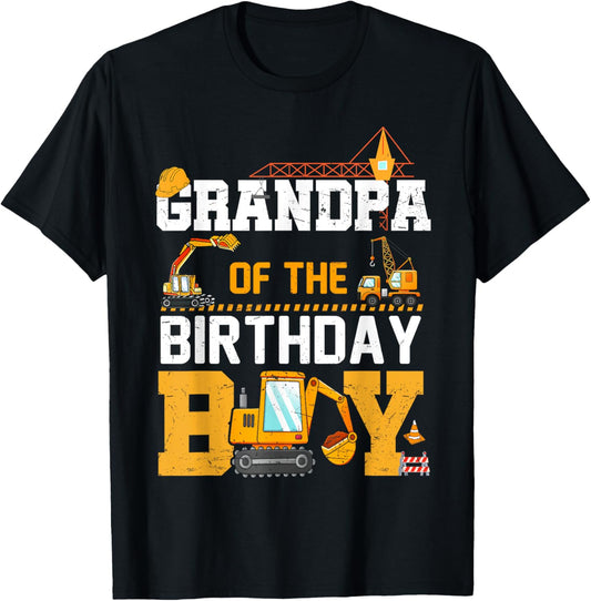 Grandpa Of The Birthday Boy Construction Family Theme Party T-Shirt